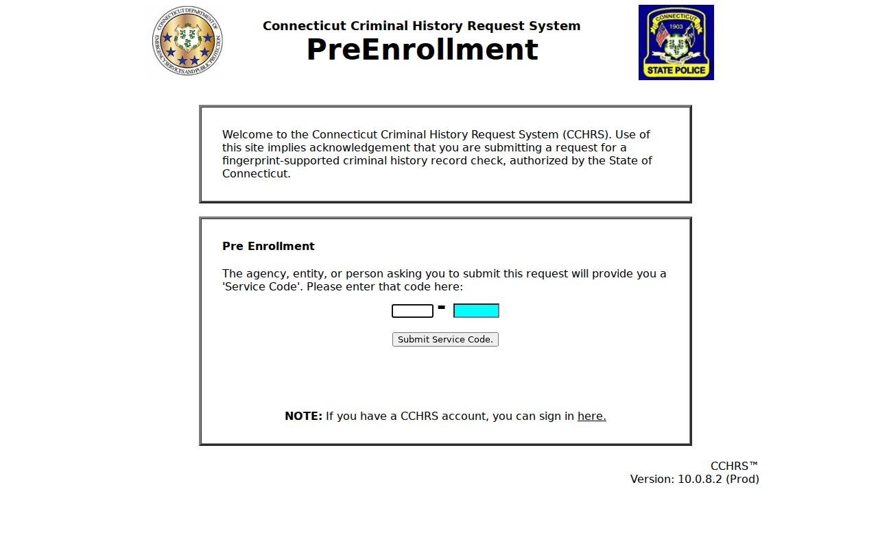 Stratford Town criminal history CCHRS pre-enrollment