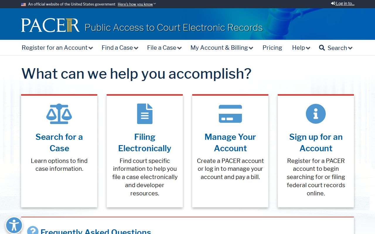 PACER federal court records portal for District of Connecticut cases