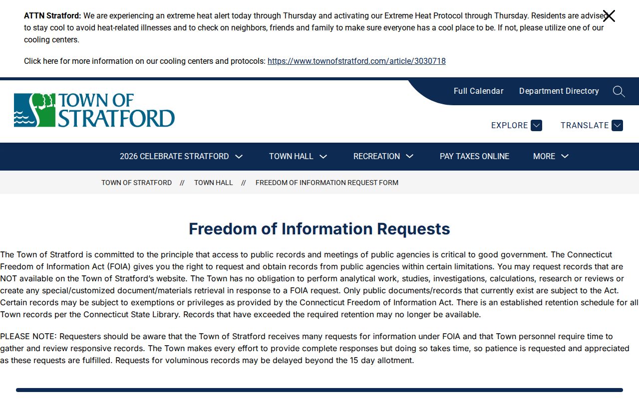 Stratford Town FOI request channel for arrest records